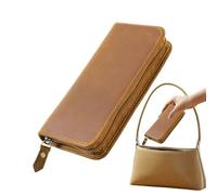 Leather Case for Fountain Pens - Vintage Stationery Pouch with 3 Compartments | Fountain Pen Holder - For Home Office School Study Drawing Keep a Diary Travel, brown, riferimento alla
