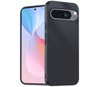 Leather Case for Google Pixel 10ProXL/10 Pro/10, Stylish Carbon Fiber Texture Light Phone Cover Silicone Soft Edge Shockproof Shell Black