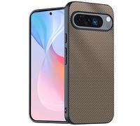 Leather Case for Google Pixel 10ProXL/10 Pro/10, Stylish Carbon Fiber Texture Light Phone Cover Silicone Soft Edge Shockproof Shell