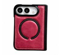 Leather Case for iPhone Duo, Compatible with Magsafe, cover for Apple Duo with hinge protection (Red)