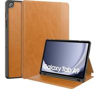 Leather Case for Samsung Galaxy Tab A9 Case 8.7 Inch 2023 Shockproof |Heat Release| Wallet Stand Cover for Samsung Galaxy Tab A9 8.7" Tablet SM-X110/X115/X117, Auto Wake/Sleep - Brown