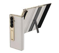 Leather Case For Samsung Galaxy Z Trifold, Magnetic Hinge Protection Folio Cover With Screen Protector & Kickstand, Business Style Shell(White)