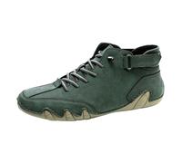 Leather Casual Low Top Shoes Men, Outdoor Hiking Waterproof Shoes Lightweight Work Commuting Shoe Mountain Experts Outdoor Leisure Shoe Non-Slip Trekking Footwear Rubber Bottom Sneakers Green