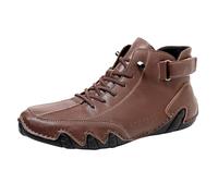 Leather Casual Low Top Shoes Men, Outdoor Hiking Waterproof Shoes Lightweight Work Commuting Shoe Mountain Experts Outdoor Leisure Shoe Non-Slip Trekking Footwear Rubber Bottom Sneakers