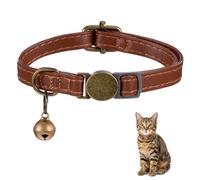 Leather Cat Collar With Bell Adjustable Kitten Collar With Bell Durable Cat Collars Breakaway For Boy Girl Cats Small Kittens Puppy