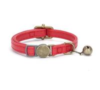 Leather Cat Collar with Breakaway Safety Buckle, Bell & Adjustable Fit