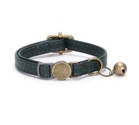 Leather Cat Collar with Breakaway Safety Buckle, Bell & Adjustable Fit