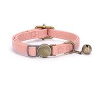 Leather Cat Collar with Breakaway Safety Buckle, Bell & Adjustable Fit