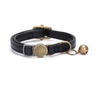Leather Cat Collar with Breakaway Safety Buckle, Bell & Adjustable Fit