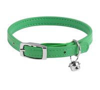 Leather Cat Collars with Bell, Personalized Rolled Leather Cat Collar Adjustable Safe Buckle Collar for Kitty Small Cats Neck Size in 7.5-10.6 Inch(Green)