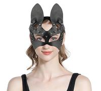 Leather Cat Mask Cat Women Mask Costume Sexy Half Face Mask Eye Mask Fancy Dress Halloween Cat Cosplay Mask Leather PU Punk Mask Venetian Mask Animal Cat Fox Mask Carnival Mardi Gras Mask Party Prop