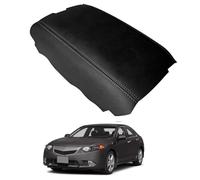 Leather Center Console Armrest Cover Replacement for Acura TSX 2009-2014 - Car Interior Lid Pad Cushion for Armrest Box Protector,Black-White Line