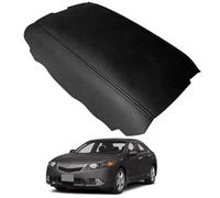 Leather Center Console Armrest Cover Replacement for Acura TSX 2009-2014 - Car Interior Lid Pad Cushion for Armrest Box Protector,Black-Black Line