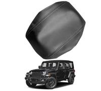 Leather Center Console Armrest Cover Replacement for Jeep Wrangler 2018-2026 - Car Interior Lid Pad Cushion for Armrest Box Protector,Black-Black Line