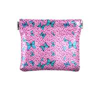 Leather Change Purse for Women, Jellyfish Sea Creatures Colorful Flowers Mini Purse Small Change Bag, Change Purses for Women and Men, Leopard Print Blue Butterflies, One Size, Leopard Print Blue