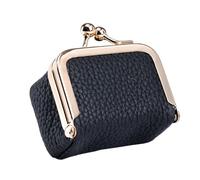 Leather Change Purse for Women - Small Makeup Organizer - Soft Coin Purse Pouch Car Key Case Wallet Organizer with Kiss Lock for Women