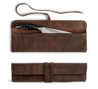 Leather Chef Knife Sheath, Single Case for Chef's Knives, Kitchen Small Storage Bag, Roll Bags for Travel, Professional Chefs Carrying Wrap Holder, Butcher Rolls Carrier (Bourbon Brown)