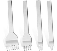 Leather Chisel Set, 4 PCS Leather Craft Chisel Hole Punch Lacing Stitching Chisel Set, 6mm 1/2/4/6 Prong Diamond Leather Stitching Punch Tools Leather Craft Hand Stitching Tools for Leather Craft