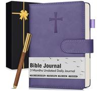 Leather Christian Bible Journal for Men Women, Prayer Journal for Scripture Study, Daily Devotional, Undated Church Notes Notebook, Jesus Religious Faith Gift for Pastor, Graduation, Baptism, Lavender