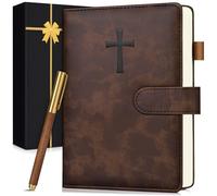 Leather Christian Bible Study Journal For Men, Brown