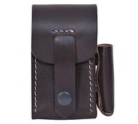 Leather Cigarette Case Lighter Holder King Size and superking Size 100% Geniune (King Size, Brown)