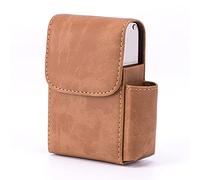 Leather Cigarette Case Men Ultra Thin Portable Cigarettes Box with Lighter Holder and Belt Loop for Men Smoking Nice Gift