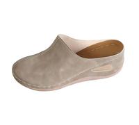 Leather Clogs for Women Mules Slip-On Closed Toe Clog Comfortable Womens Mule Block Heels Chunky Summer Slingback Slippers Sandals Plus Breathable Closed Toe Sandals with Arch Support Khaki