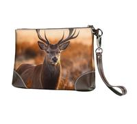 Leather Clutch Purse for Women Women Purse Cell Phone Clutch Wallet Horned Red Deer Zipper Purse Gift for Women