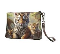 leather clutch purse for women women purse cell phone clutch wallet jungle tigers zipper wallet gifts for women