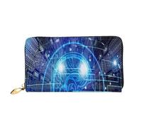 Leather Clutch Wallet For Women, Artificial Intelligence Brain, Rfid Blocking Long Zip Around Wallet With Coin Purse, Large Capacity Travel Organizer For Cash, Cards, Phone, Checkbook, Gift For Her