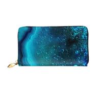 Leather Clutch Wallet For Women, Bright Aqua Blue Turquoise, Rfid Blocking Long Zip Around Wallet With Coin Purse, Large Capacity Travel Organizer For Cash, Cards, Phone, Checkbook, Gift For Her