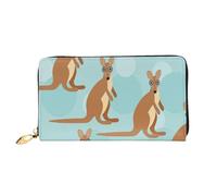 Leather Clutch Wallet For Women, Funny For Kangaroo Zoo, Rfid Blocking Long Zip Around Wallet With Coin Purse, Large Capacity Travel Organizer For Cash, Cards, Phone, Checkbook, Gift For Her