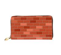 Leather Clutch Wallet For Women, Red Brick Wall Texture, Rfid Blocking Long Zip Around Wallet With Coin Purse, Large Capacity Travel Organizer For Cash, Cards, Phone, Checkbook, Gift For Her