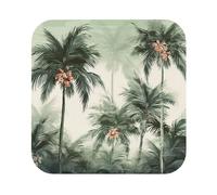 Leather Coasters for Drinks Tropical Palm Trees Coaster Set of 4 Square Drink Coasters Set Heat-Resistant Cup Mat for Tabletop Protection Absorbent Tea Cup Coasters for Home Decor