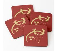 Leather Coasters [Golden] The Munster Rugby Set of 4 / 4 x 4 inch