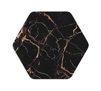 Leather Coasters Hexagon, Black Gold Marble Coasters for Drinks, Drink Coasters Set of 4, Cup Mat Absorbent Cup Coasters Modern Coffee Table Coasters for House Warming Gifts Funny Coasters