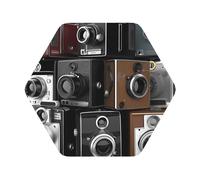 Leather Coasters Hexagon, Retro Cool Camera Collection Coasters for Drinks, Drink Coasters Set of 4, Cup Mat Absorbent Cup Coasters Modern Coffee Table Coasters for House Warming Gifts Funny Coasters