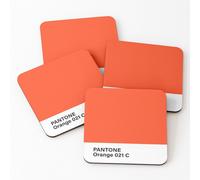 Leather Coasters pantone Orange 021 C Set of 4 / 4 x 4 inch