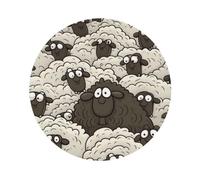 Leather Coasters Round Shape, Cartoon Black White Sheep Coasters for Drinks, Drink Coasters Set of 4, Cup Mat Absorbent Cup Coasters Modern Coffee Table Coasters for House Warming Gifts Funny Coasters