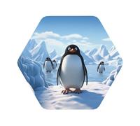 Leather Coasters Set of 4 Penguin Antarctica Ice Drink Coaster Heat Resistant Coasters for Drinks Car Coaster Coffee Mat Absorbent Cup Pad for Kitchen Office Home Decoration