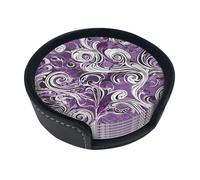 Leather Coasters Set Of 6, The Sea Witch Inspired Cup Coaster, Reversible Heat-Resistant Drink Pads, Spillproof Coffee Cup Mats For Tables, Bar Coasters For Home Kitchen Office Decor With Storage Box