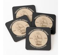 Leather Coasters Sir Ernest Shackleton - Through Endurance We Conquer Set of 4 / 4 x 4 inch