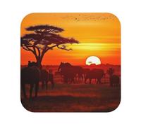 Leather Coasters Square, African Animal Sunset Coasters for Drinks, Drink Coasters Set of 4, Cup Mat Absorbent Cup Coasters Modern Coffee Table Coasters for House Warming Gifts Funny Coasters