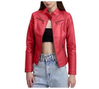 Leather Coats for Women, Hooded Pu Moto Biker Jacket Full Zip Motorcycle Top Chic Soft Coat Women Pu Leather Coat Bomber jacket women Ladies Casual Jackets Windbreak Coat Outwear