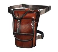 Leather Coffee Design Men Shoulder Bag 8" Tablet Organizer Travel Fanny Waist Belt Pack Leg Bag Leg Bag(Color4)