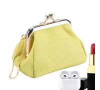 Leather Coin Pouch | Card Holder with Press Closure, Small Coin Pouch - For Women Girls Students Travellers Professional Collectors Money Shopping Cards, Yellow, Se référer à la description, Refer to