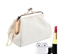 Leather Coin Pouch, Kiss Lock Change Bag, Portable Small Purse for Cash Cards Receipts, Compact Bag for Girls Ladies Wives Students, Travelers Collectors Professionals Shopping Traveling