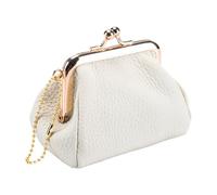 Leather Coin Pouch - Small Cowhide Purse with Kiss Lock Closure, Portable Mini Purse | Authentic Leather Storage Bag | Shopping Wallet for Women Girls Ladies Wives Students Travelers Cash Traveling