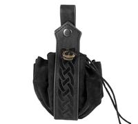 Leather Coin Pouch - Vintage Belt Pouch, Small PU Drawstring Bag, Medieval Accessory | Renaissance Faire Treasure Pocket For Daily Commute Cosplay Costume Fantasy Prop Reenactment Event, Black, Please