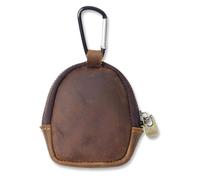 Leather Coin Purse Coin Pouch Holder Small Change Purse Keychain Wireless Headset Pack Data Cable Organizer Zipper Pouch Car Key Holder Little Change Wallet Money Pouch Wallet Change Bag - Dark Brown